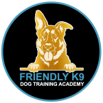 friendly k9 dog raining academy logo